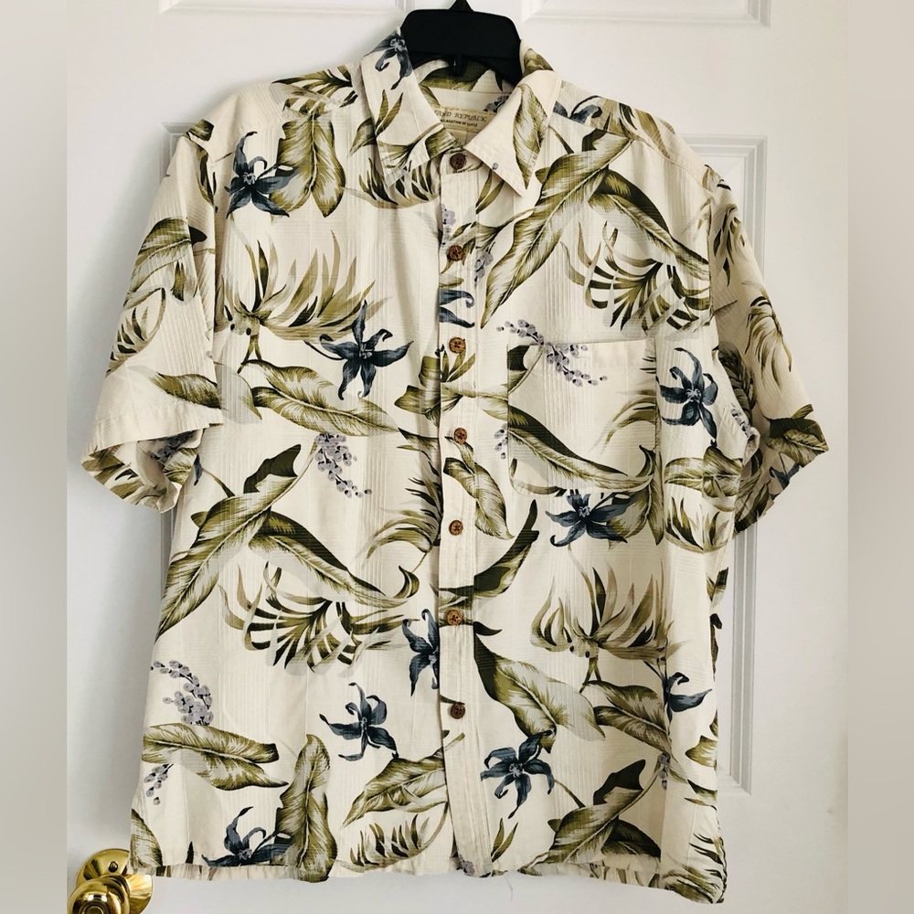 Island Republic Men's Tropical Floral Hawaiian Shirt Size Large Button Up ps2